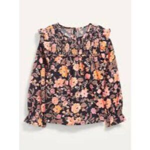 Old Navy Girl's Floral Smocked-Ruffle Long-Sleeve Top - Size S (6-7)